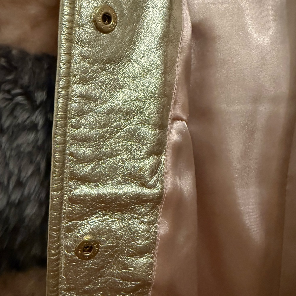 NWT Stylish Pink and Gray Women's genuine, leather and fur Jacket. Large - Picture 6 of 12
